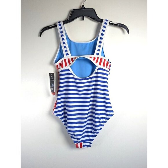 SPEEDO Swimsuit Kid Girls Size 12 One Piece Stripe Chlorine Resistant Summer NEW - Picture 5 of 8